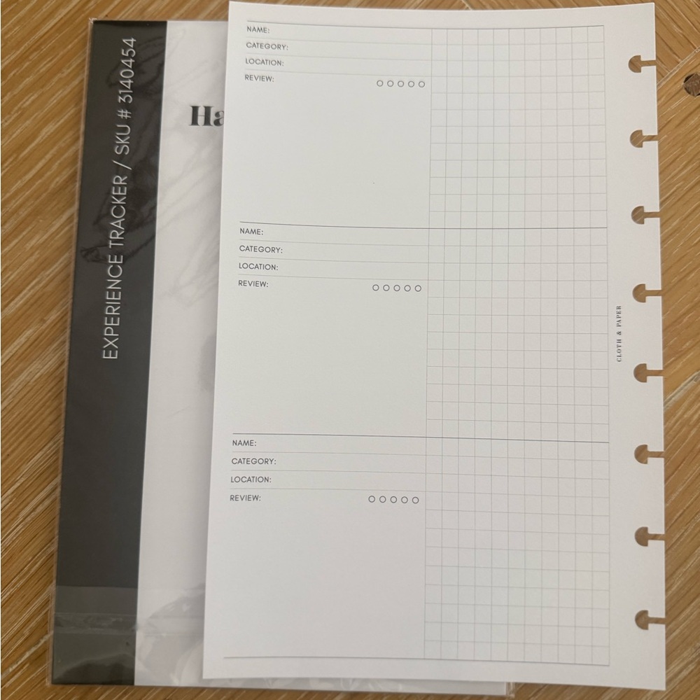 Cloth & Paper Experience Tracker Planner Inserts Half Letter